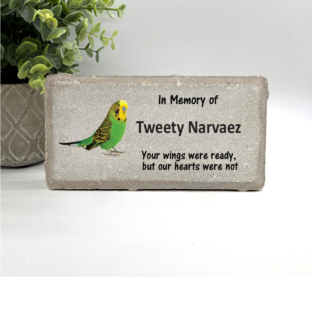 Parakeet Memorial Stone- Choice of Parakeet Color