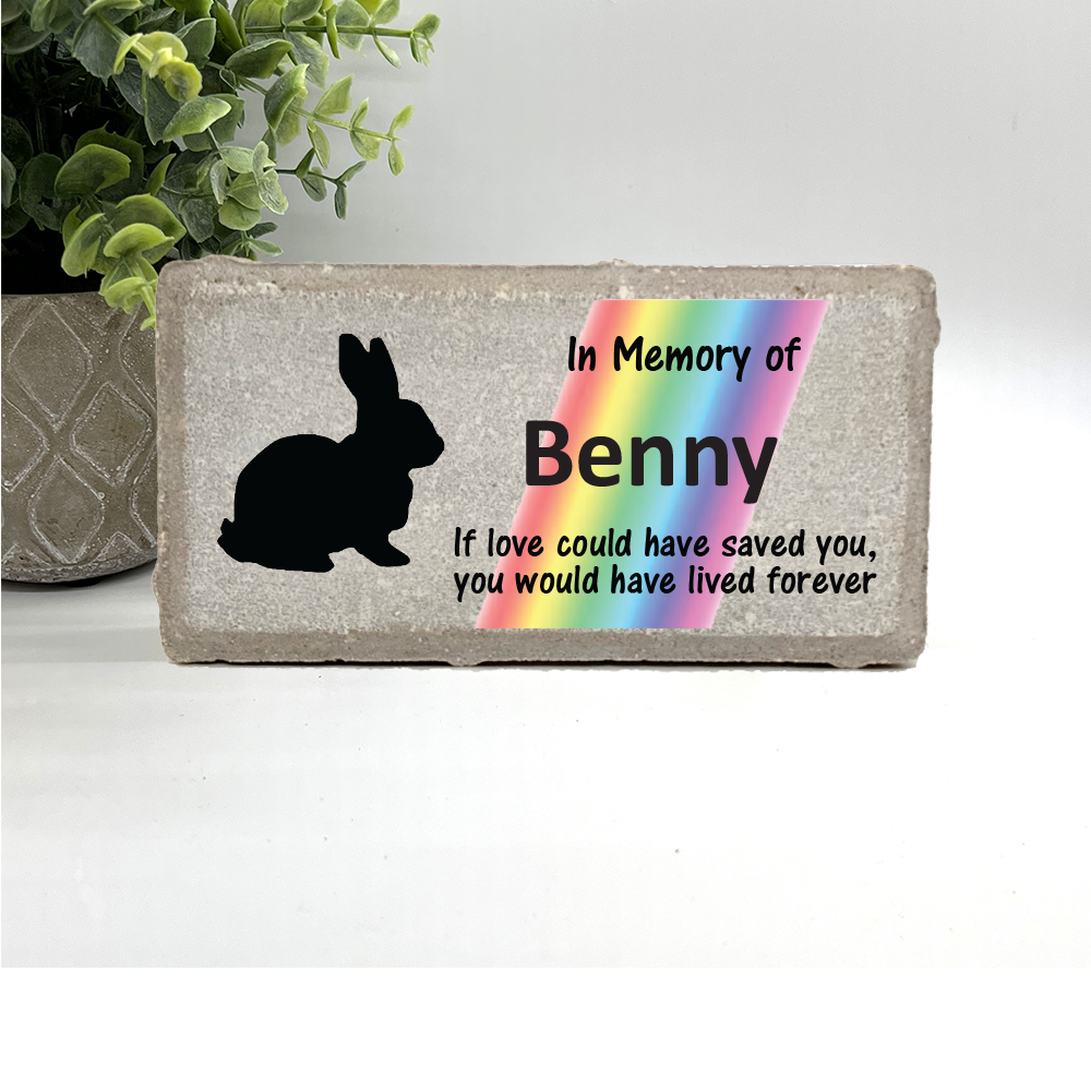 Rabbit / Bunny Memorial Stone- Rainbow Bridge Personalized Pet Keepsake