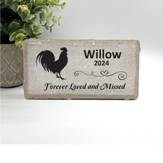 Rooster Memorial Stone- Forever Loved and Missed