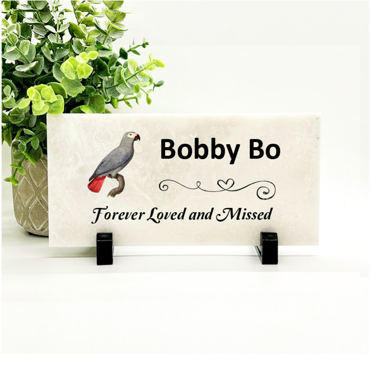 African Grey Memorial Stone - Forever Loved and Missed