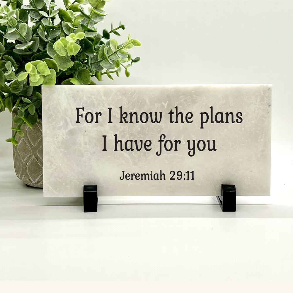 Jeremiah 29:11 Stone. For I know the plans I have for you. Christian Art Scripture. Bible Passage Gift Plaque. Stone Choice