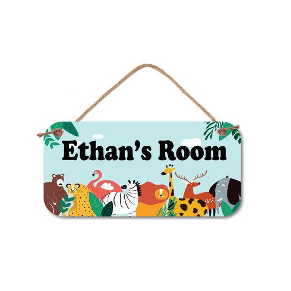 Jungle Animal Theme Personalized Room Sign - Door Sign- Name Sign