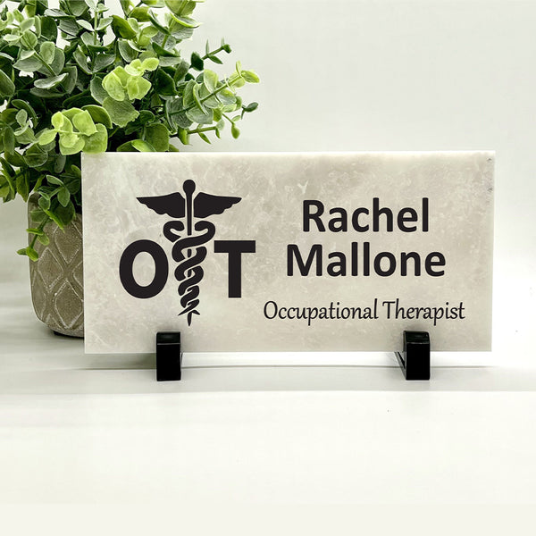 Occupational Therapist Desk Sign - Marble Desktop Name Sign
