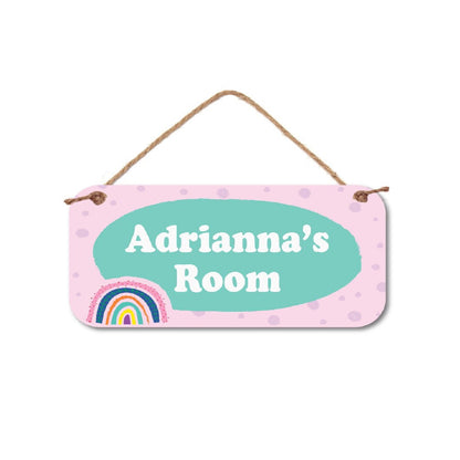 Personalized Name Sign -5" x 10" Cute Rainbow Sign- Choice of Wording and Font