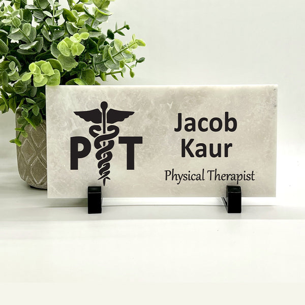 Physical Therapist Desk Sign - Marble Name Sign