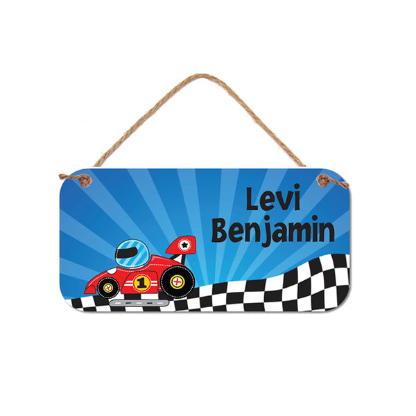 Race Car Theme Personalized Room Sign - Door Sign- Kids bedroom Sign