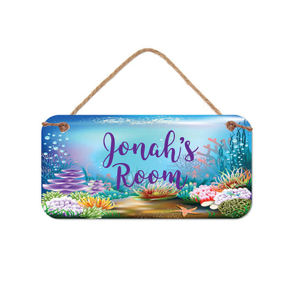 Under the Sea Theme Personalized Room Sign - 5"x10" Custom Sign