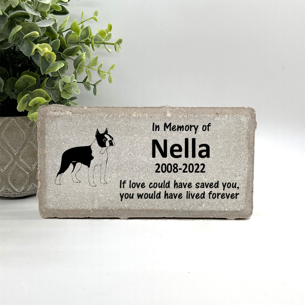 Boston Terrier Memorial Stone - Personalized Pet Keepsake