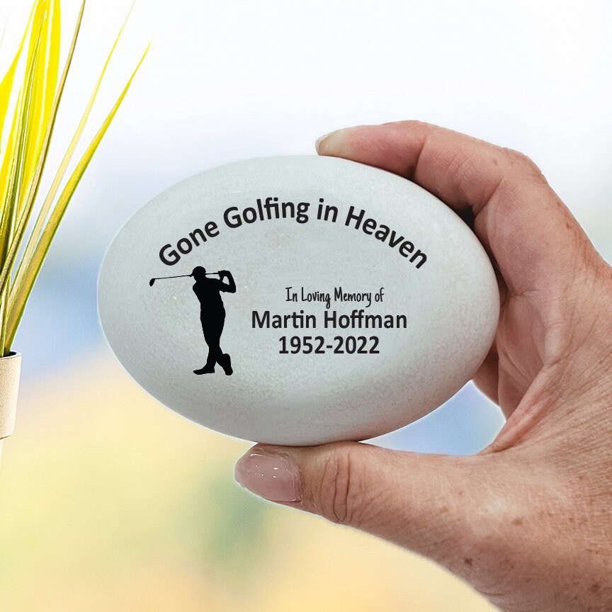 Memorial Stone - Sympathy Gift Bereavement Gift Funeral Gift - Golfer Memorial Condolence Gift - Custom Memorial Gift - Gone Golfing - MemorialGiftsandmore - Memorial Stones - People