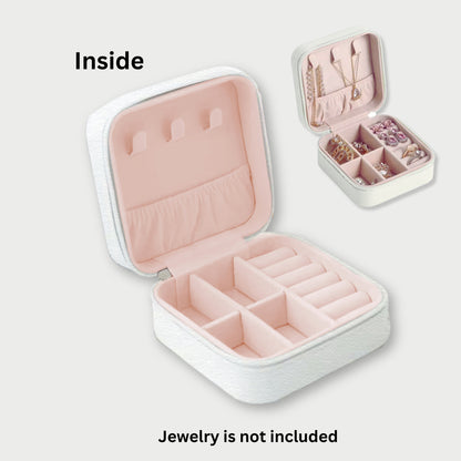 Monogram Scallop Border Travel Jewelry Case, Personalized Custom Printed Jewelry Box Organizer, Bridesmaids Proposal Gift, Traveler Gift