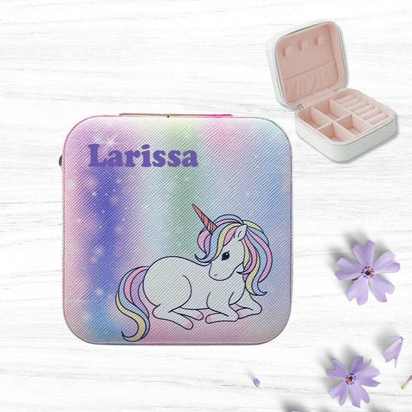 Personalized Unicorn Jewelry Case, with or without name, Custom Printed Jewelry Box with Name & Unicorn, Great Young Girl Gift Idea