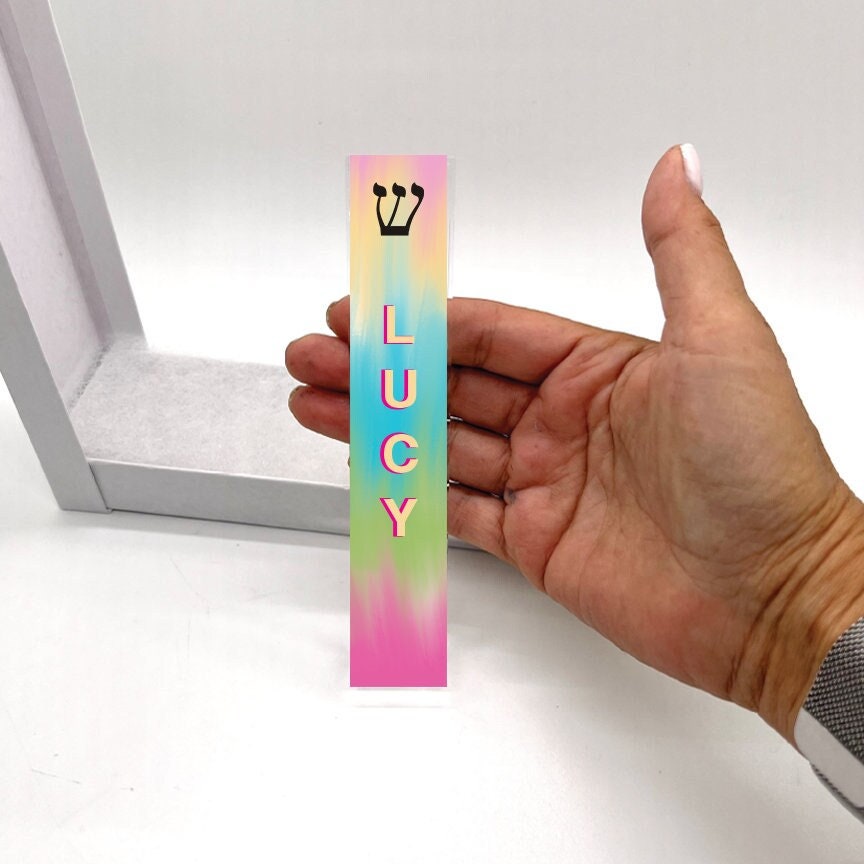 Mezuzah - Colorful Mezuzah - with or without name - Girls Room Acrylic Modern Mezuzah - Personalized Judaica Gift - New Baby Gift - New Home