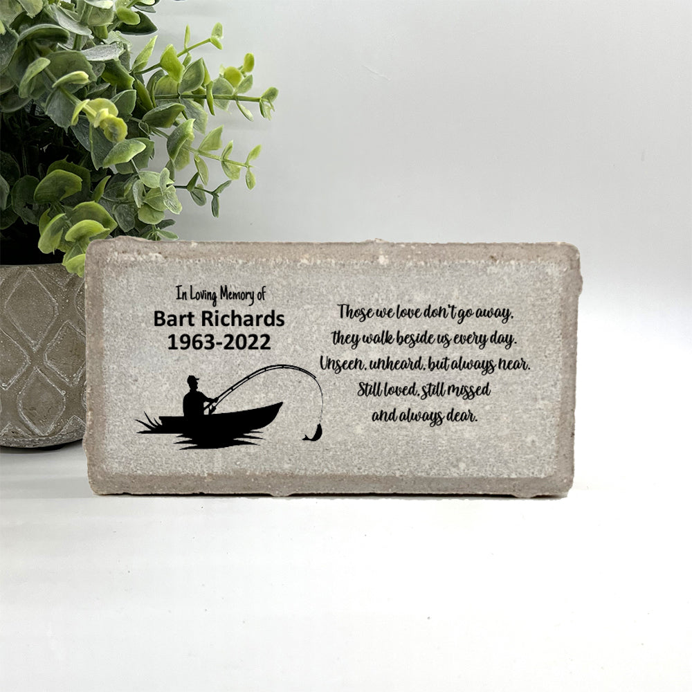 Personalized Fisherman Memorial Gift with a variety of indoor and outdoor stone choices at www.florida-funshine.com. Our Personalized Family And Friends Memorial Stones serve as heartfelt sympathy gifts for those grieving the loss of a loved one, ensuring a lasting tribute cherished for years. Enjoy free personalization, quick shipping in 1-2 business days, and quality crafted memorials made in the USA.