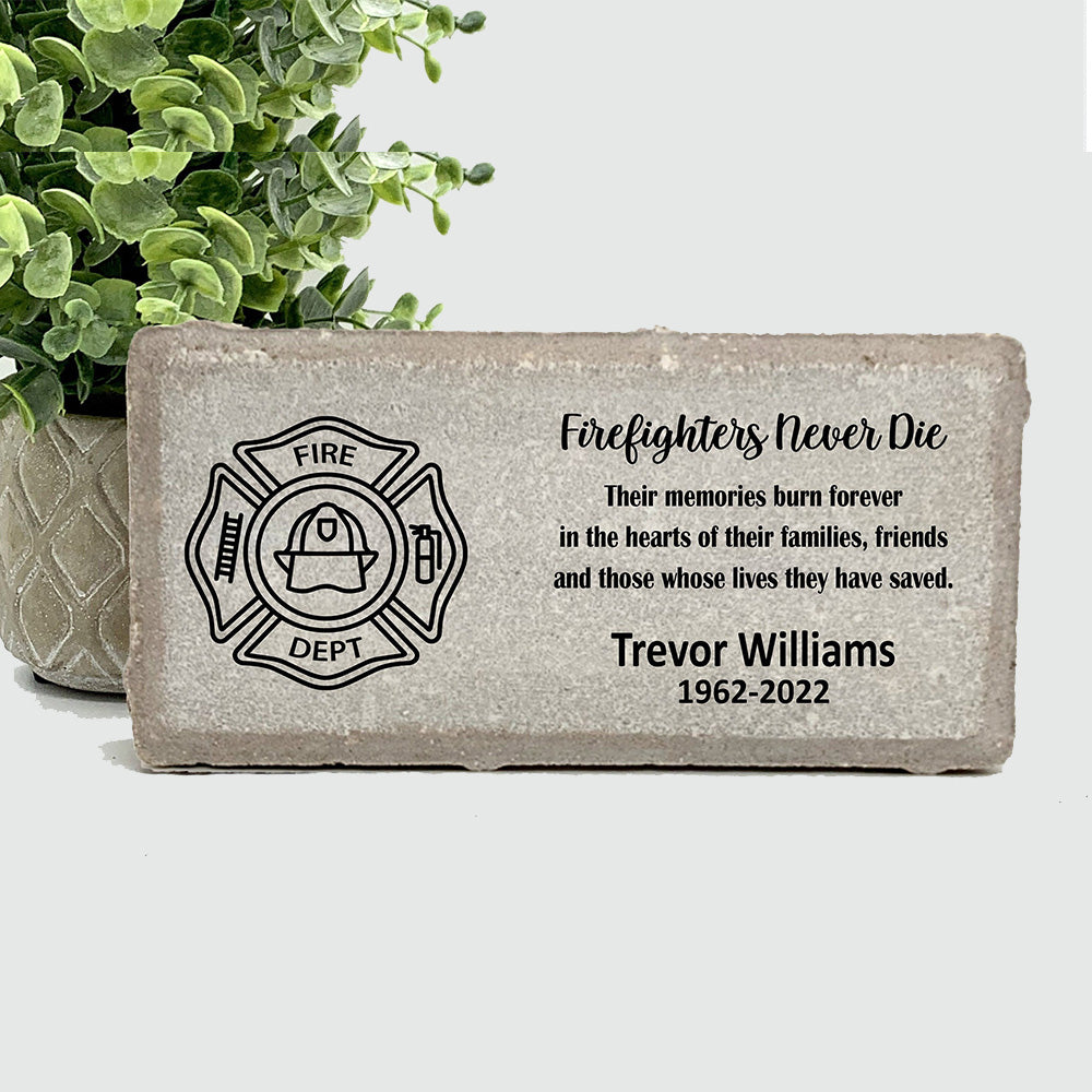 Personalized Firefighter Memorial Gift with a variety of indoor and outdoor stone choices at www.florida-funshine.com. Our Personalized Family And Friends Memorial Stones serve as heartfelt sympathy gifts for those grieving the loss of a loved one, ensuring a lasting tribute cherished for years. Enjoy free personalization, quick shipping in 1-2 business days, and quality crafted memorials made in the USA.