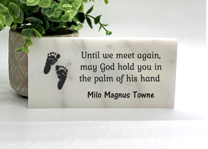 Baby Memorial Stone - Until we meet again, May God hold you in the palm of his hand