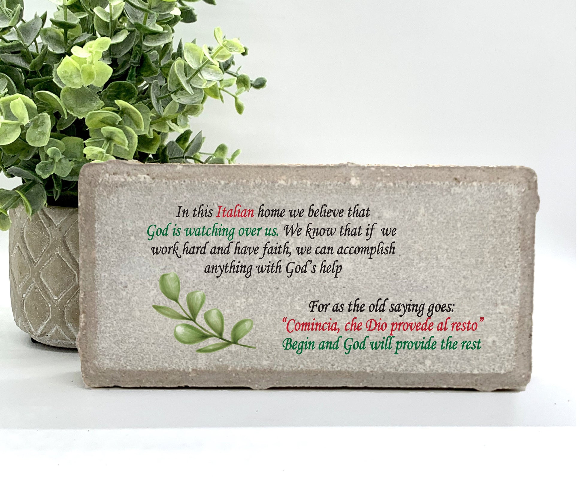 In this Italian home  - Italian Family Gift Plaque - Italian Home Blessing - Stone Choice