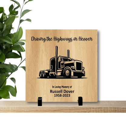 Truck Driver Memorial - Memorial Keepsake - Sympathy Gift - Condolence Gift - Custom Memorial Gift - Trucker memorial - background choice