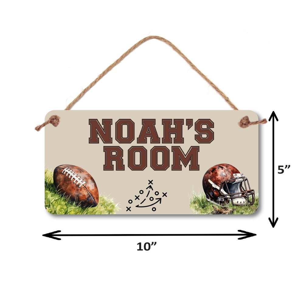 Football Theme Name Sign - 5" x 10" Watercolor Football theme Name Sign - Boy's Room Decor - Football room decor - Boy Name Sign