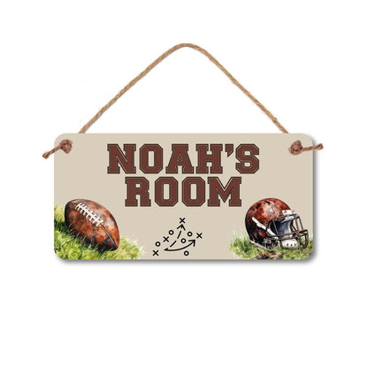 Football Theme Name Sign - 5" x 10" Watercolor Football theme Name Sign - Boy's Room Decor - Football room decor - Boy Name Sign