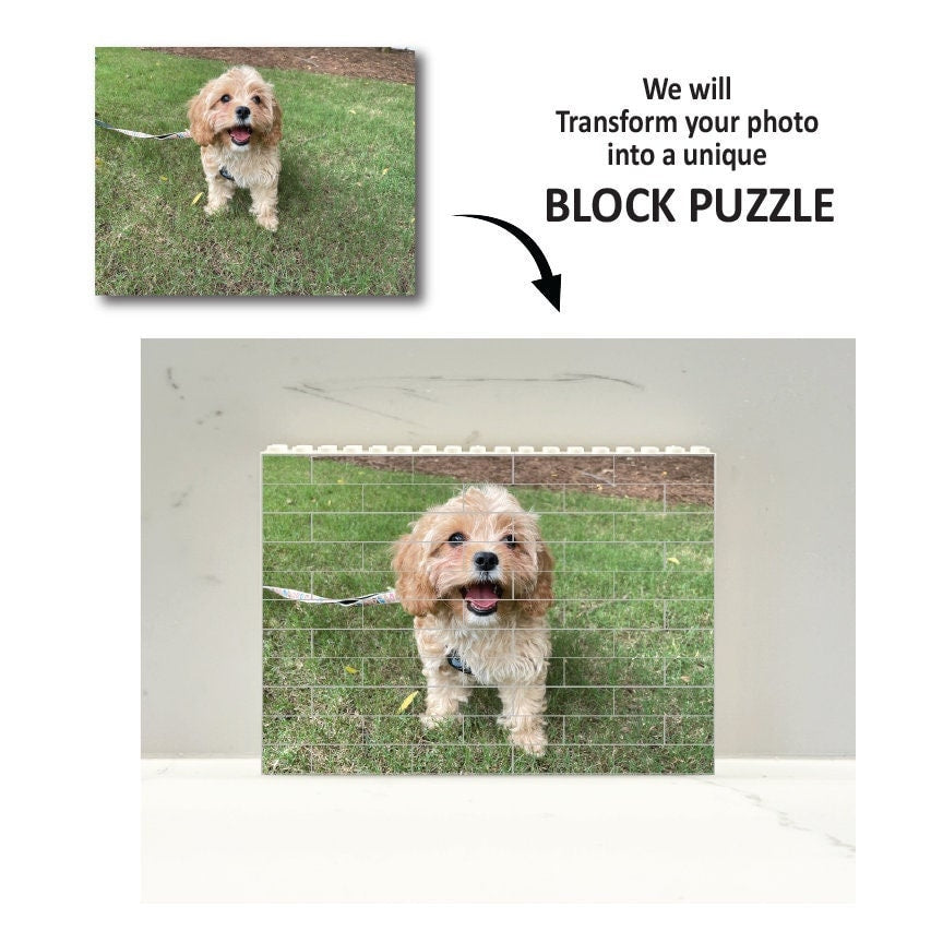 Personalized custom puzzle for Adults or kids, Small Horizontal Photo Block Puzzle made from Lego Compatible Bricks, Unique photo gifts