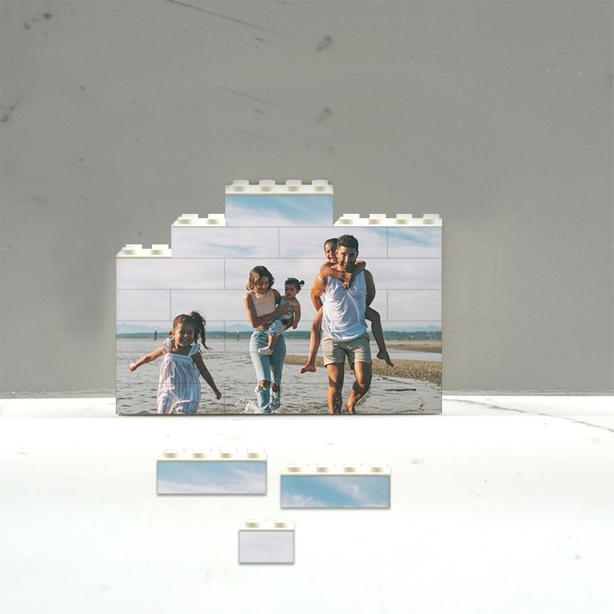 Personalized custom puzzle for Adults or kids, Small Horizontal Photo Block Puzzle made from Lego Compatible Bricks, Unique photo gifts