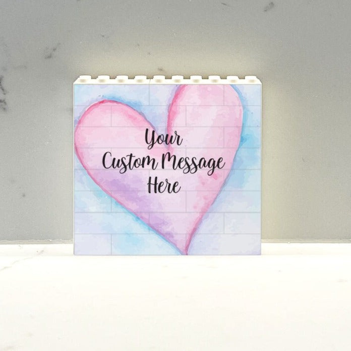 Custom Watercolor Heart Brick Puzzle, Building Blocks Personalized with your message, Unique Gift for family, couples, kids, friends
