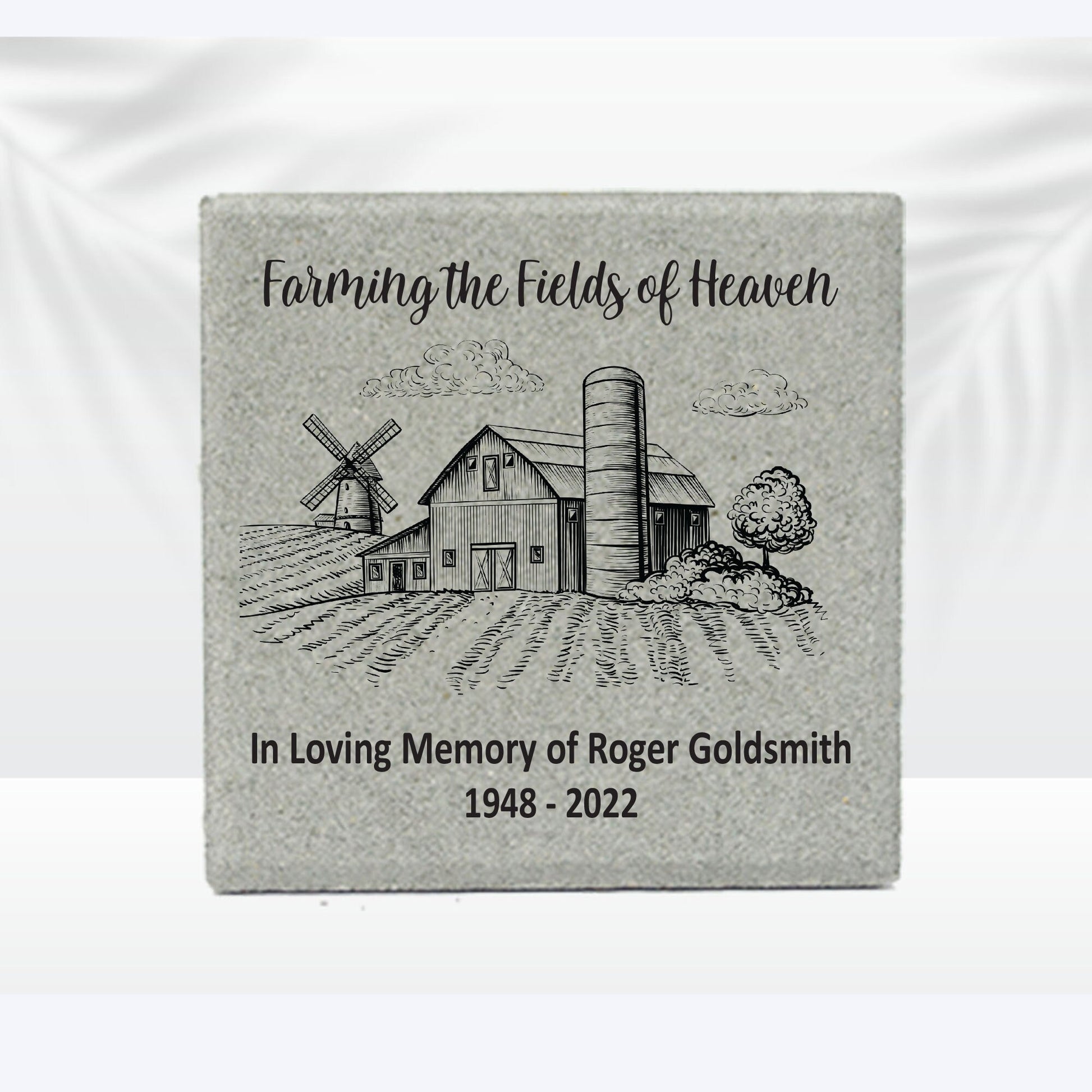 Memorial Stone - Sympathy Gift Bereavement Gift Funeral Gift - Farmer Memorial - Condolence Gift - Custom Memorial Gift -12x12 Memorial