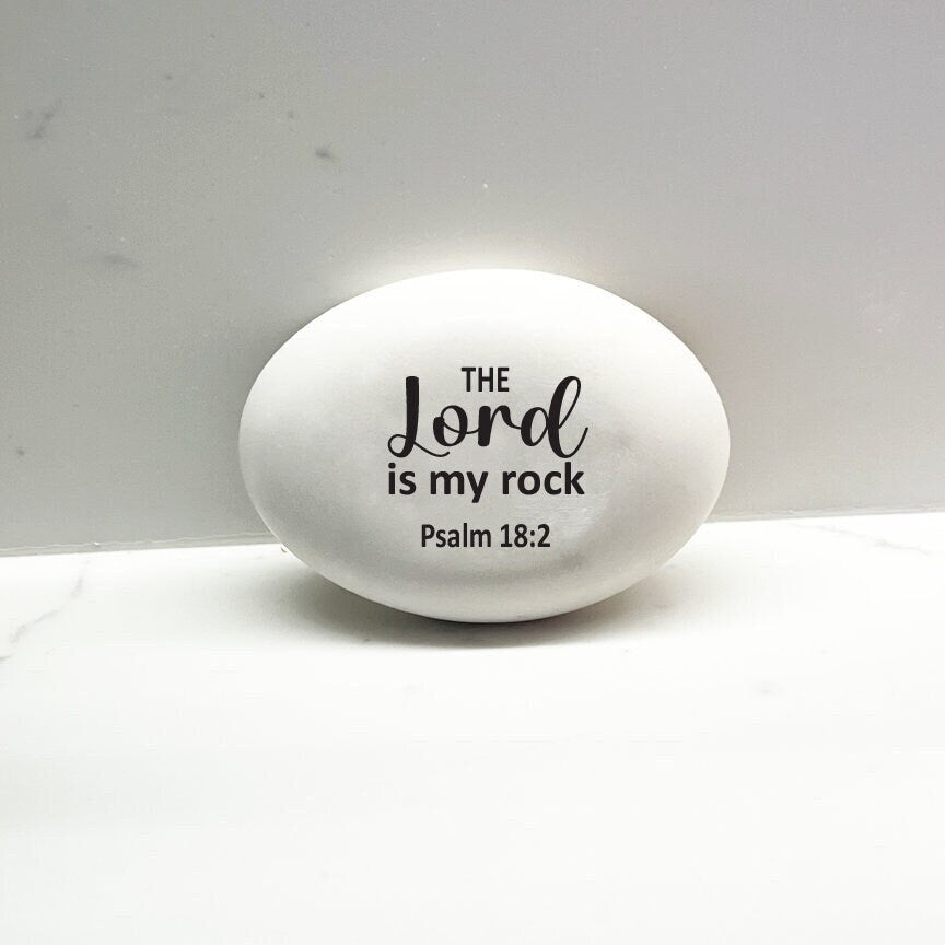 The LORD is my rock - Cutom faux stone featuring Psalm 18:2 for indoors or outdoors. Religious Gift Stone - Custom Rock with psalm