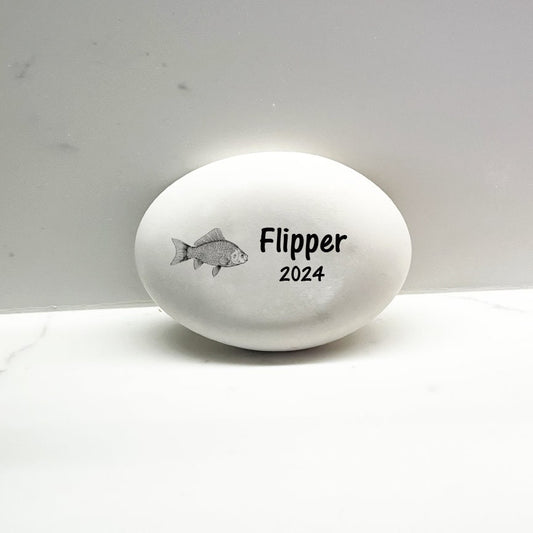 Fish Memorial Stone- Personalized Pet Keepsake- Pet Loss Gift - Custom Fish Sympathy Gift - Pet Condolence Gift- Fish Burial Marker