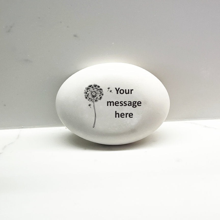 Custom Stone with Dandelion - Keepsake - Friend Gift - Wishes- Gift Stone - Personalized Stone - Dandelion Stone
