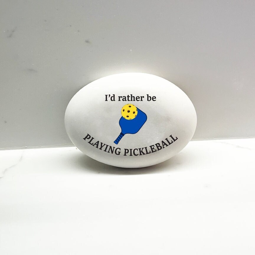 Pickleball Stone - I'd rather be PLAYING PICKLEBALL - Custom Faux Stone for indoors or outdoors. Custom Rock - Pickleball Player Gift