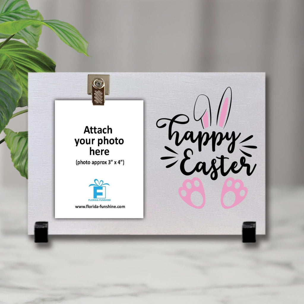 Happy Easter Picture Frame, Easter Gift, Simple cute Easter Frame, White Woodgrain background