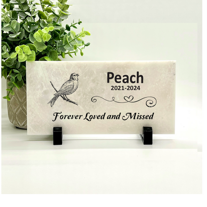 Bird Memorial Stone - Forever Loved and Missed