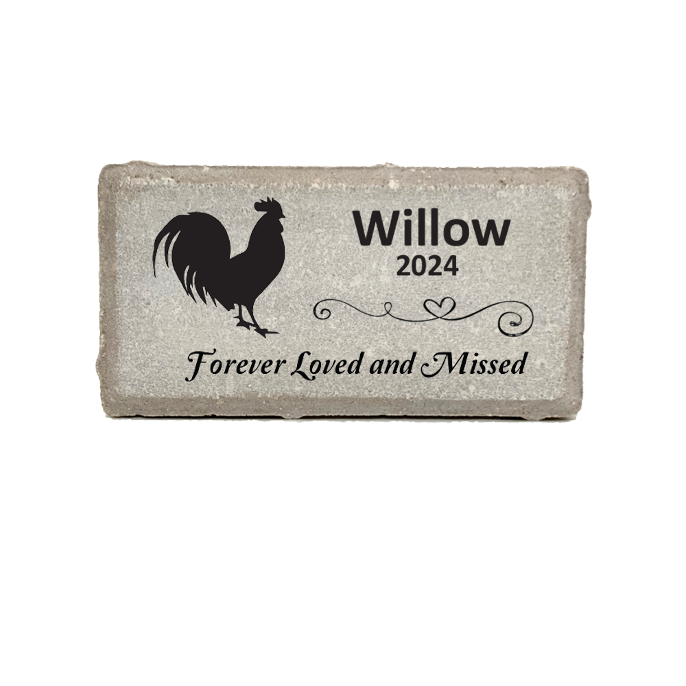 Rooster Memorial Stone- Forever Loved and Missed