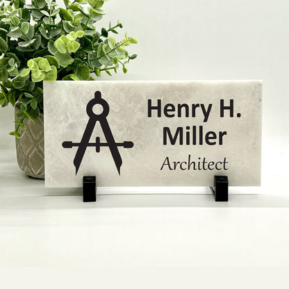 Architect Desk Sign -  Marble Stone Desktop Name and title Sign