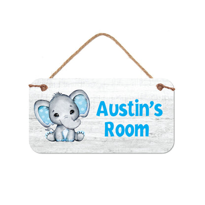 Baby Elephant Bedroom Name Sign - Personalized Kids Sign