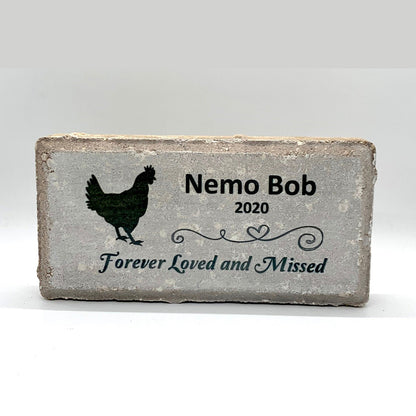 Personalized Chicken Memorial Gifts with a variety of indoor and outdoor stone choices at www.florida-funshine.com. Our Custom Pet Memorial Stones serve as heartfelt sympathy gifts for those grieving a pet loss, ensuring a lasting tribute cherished for years. Enjoy free personalization, quick shipping in 1-2 business days, and quality crafted memorials made in the USA.