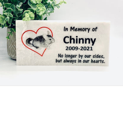Personalized Chinchilla Memorial Gift with a variety of indoor and outdoor stone choices at www.florida-funshine.com. Our Personalized Family And Friends Memorial Stones serve as heartfelt sympathy gifts for those grieving the loss of a loved one, ensuring a lasting tribute cherished for years. Enjoy free personalization, quick shipping in 1-2 business days, and quality crafted memorials made in the USA.