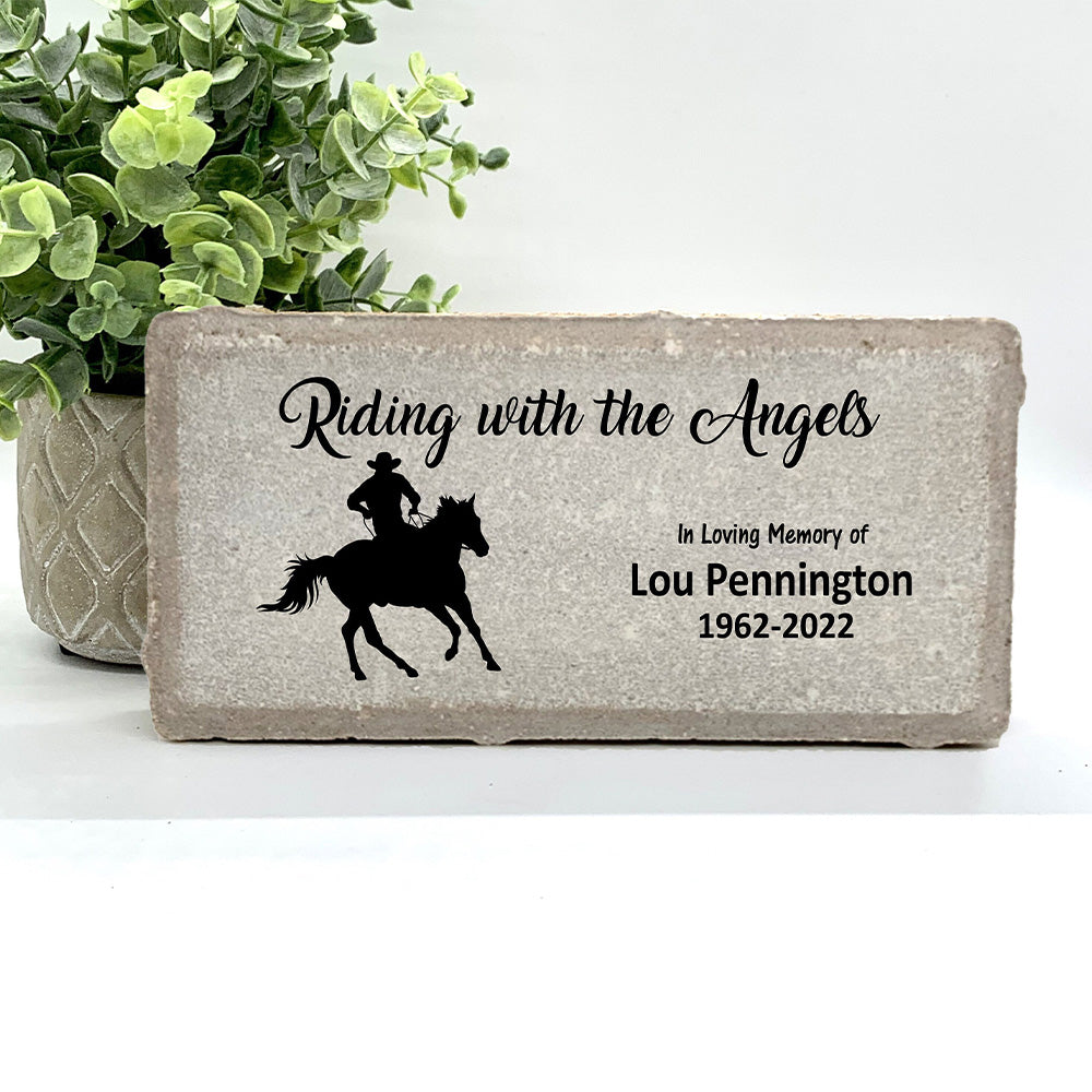 Personalized Cowboy Memorial Gift with a variety of indoor and outdoor stone choices at www.florida-funshine.com. Our Personalized Family And Friends Memorial Stones serve as heartfelt sympathy gifts for those grieving the loss of a loved one, ensuring a lasting tribute cherished for years. Enjoy free personalization, quick ship