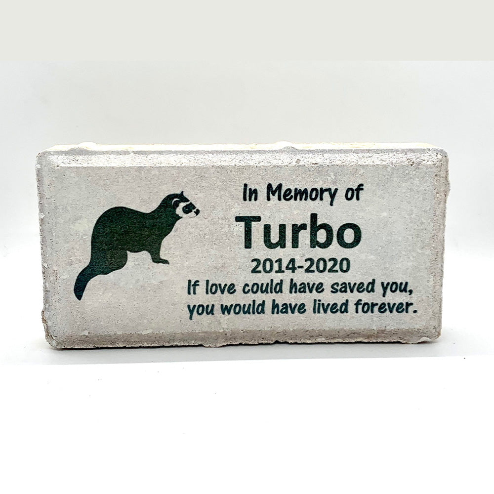 Personalized Ferret Memorial Gifts with a variety of indoor and outdoor stone choices at www.florida-funshine.com. Our Custom Pet Memorial Stones serve as heartfelt sympathy gifts for those grieving a pet loss, ensuring a lasting tribute cherished for years. Enjoy free personalization, quick shipping in 1-2 business days, and quality crafted memorials made in the USA.