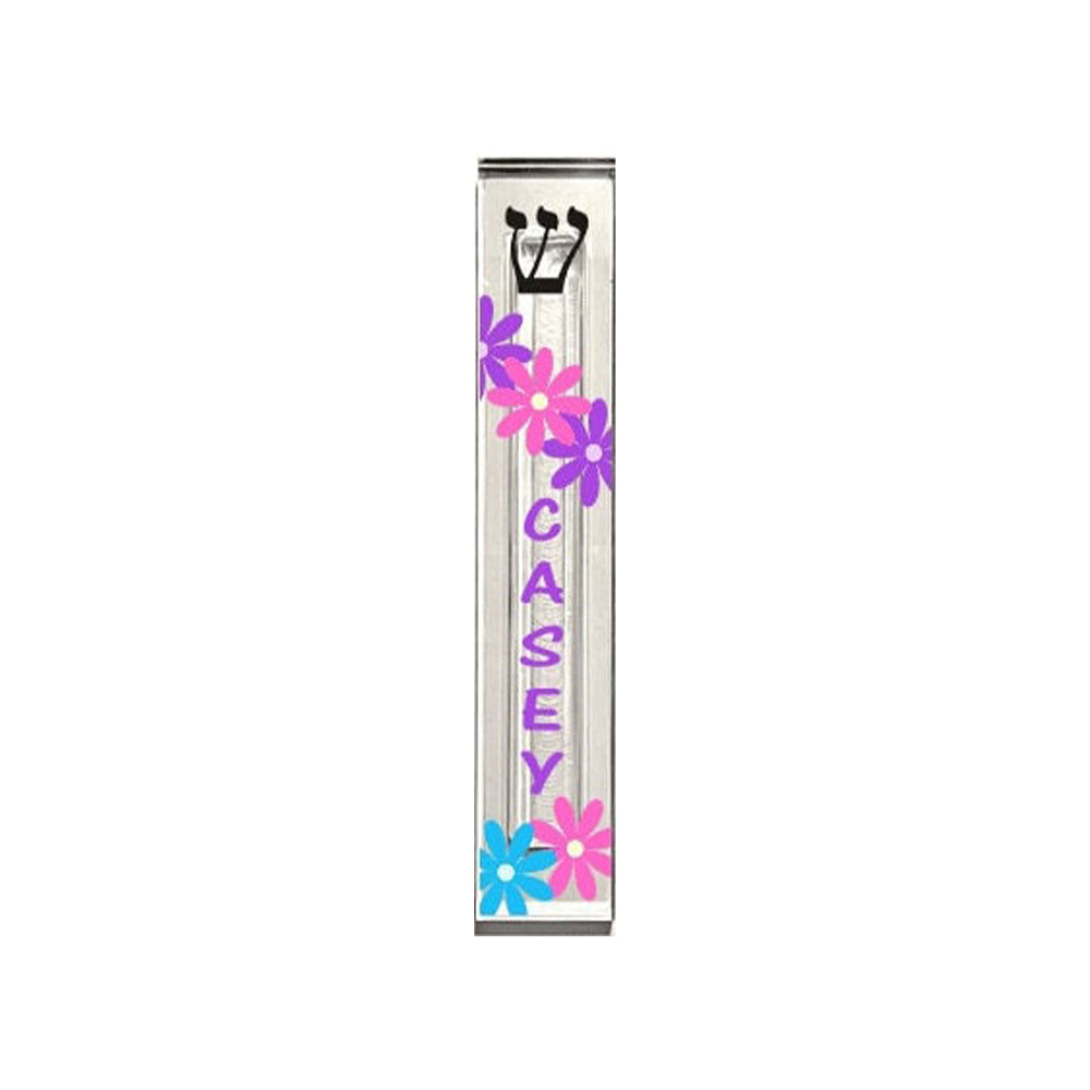 Flower Mezuzah - Personalized Girls Acrylic Mezuzah