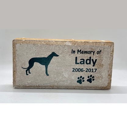 Personalized Greyhound Memorial Gifts with a variety of indoor and outdoor stone choices at www.florida-funshine.com. Our Custom Pet Memorial Stones serve as heartfelt sympathy gifts for those grieving a pet loss, ensuring a lasting tribute cherished for years. Enjoy free personalization, quick shipping in 1-2 business days, and quality crafted memorials made in the USA.