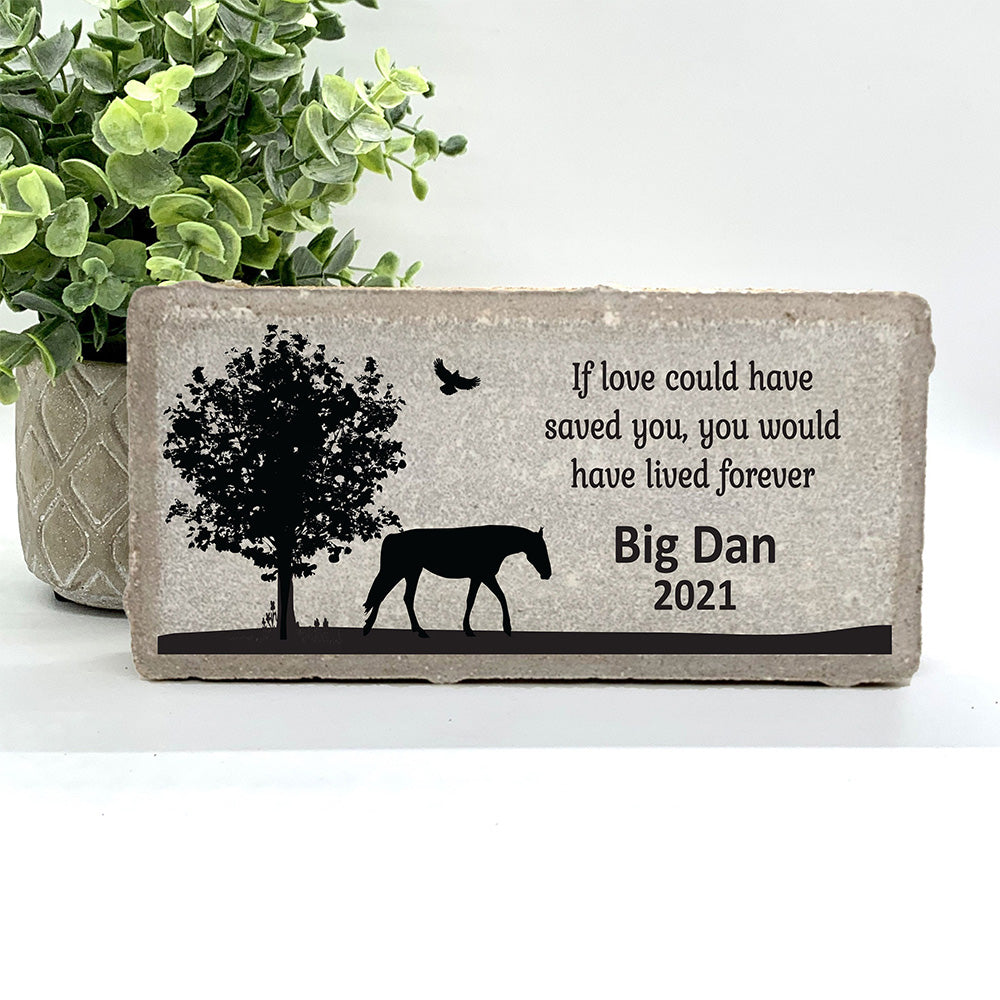 Personalized Horse Memorial Gifts with a variety of indoor and outdoor stone choices at www.florida-funshine.com. Our Custom Pet Memorial Stones serve as heartfelt sympathy gifts for those grieving a pet loss, ensuring a lasting tribute cherished for years. Enjoy free personalization, quick shipping in 1-2 business days, and quality crafted memorials made in the USA.