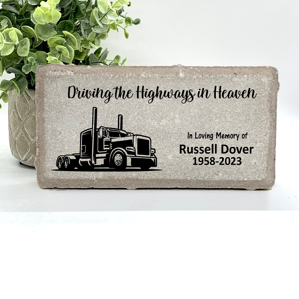 Personalized Truck Driver  Memorial Gift with a variety of indoor and outdoor stone choices at www.florida-funshine.com. Our Personalized Family And Friends Memorial Stones serve as heartfelt sympathy gifts for those grieving the loss of a loved one, ensuring a lasting tribute cherished for years. Enjoy free personalization, quick shipping in 1-2 business days, and quality crafted memorials made in the USA.