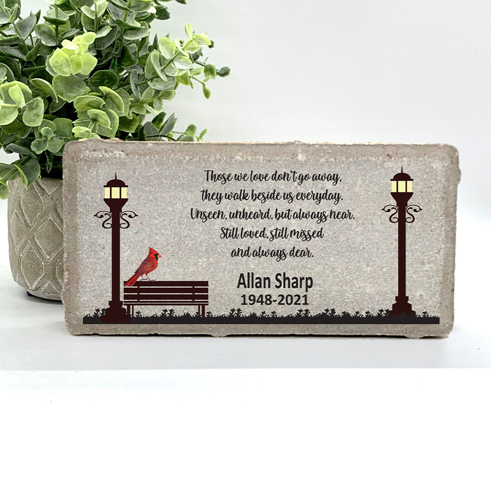 Personalized Bench Cardinal Memorial Gift with a variety of indoor and outdoor stone choices at www.florida-funshine.com. Our Personalized Family And Friends Memorial Stones serve as heartfelt sympathy gifts for those grieving the loss of a loved one, ensuring a lasting tribute cherished for years. Enjoy free personalization, quick shipping in 1-2 business days, and quality crafted memorials made in the USA.