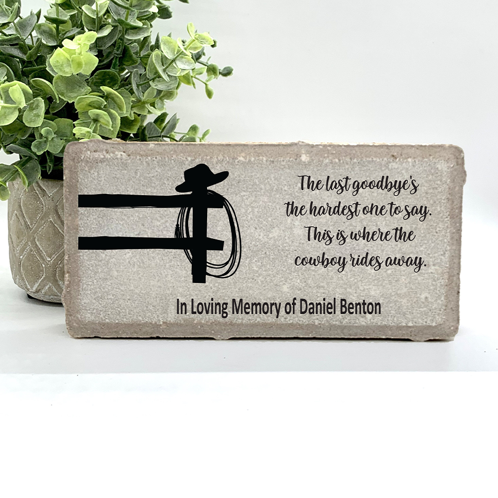Memorial Stone - Sympathy Gift Bereavement Gift  Funeral Gift - Cowboy Memorial - Condolence Gift - Custom Memorial Gift - Cowboy hat fence