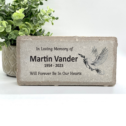 Personalized Dove Memorial Gift with a variety of indoor and outdoor stone choices at www.florida-funshine.com. Our Personalized Family And Friends Memorial Stones serve as heartfelt sympathy gifts for those grieving the loss of a loved one, ensuring a lasting tribute cherished for years. Enjoy free personalization, quick shipping in 1-2 business days, and quality crafted memorials made in the USA.