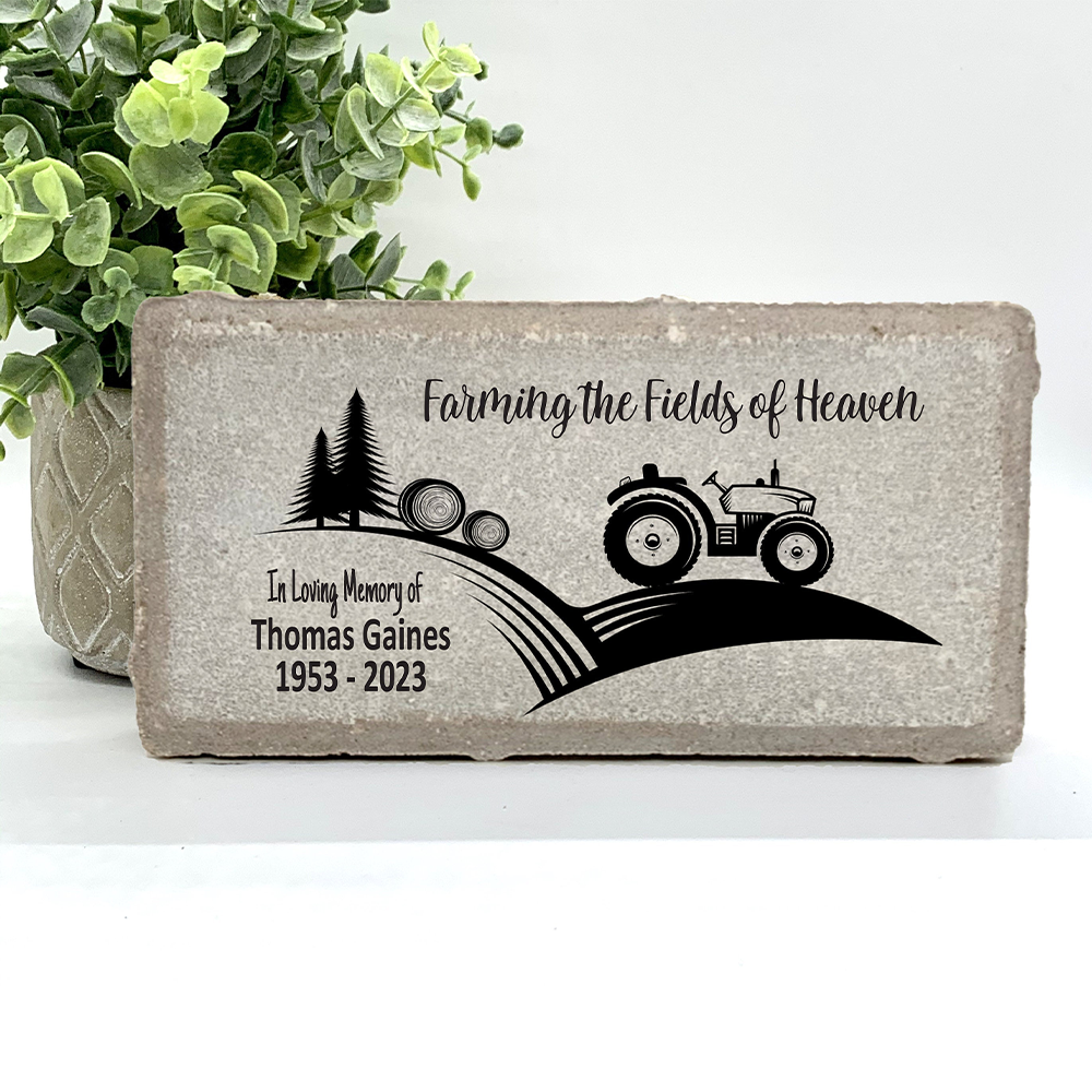 Personalized Farmer Memorial Gift with a variety of indoor and outdoor stone choices at www.florida-funshine.com. Our Personalized Family And Friends Memorial Stones serve as heartfelt sympathy gifts for those grieving the loss of a loved one, ensuring a lasting tribute cherished for years. Enjoy free personalization, quick shipping in 1-2 business days, and quality crafted memorials made in the USA.