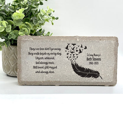 Personalized Feather Memorial Gift with a variety of indoor and outdoor stone choices at www.florida-funshine.com. Our Personalized Family And Friends Memorial Stones serve as heartfelt sympathy gifts for those grieving the loss of a loved one, ensuring a lasting tribute cherished for years. Enjoy free personalization, quick shipping in 1-2 business days, and quality crafted memorials made in the USA.