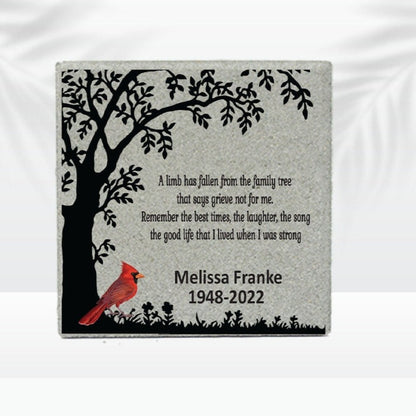 Personalized Cardinal Memorial Gift with a variety of indoor and outdoor stone choices at www.florida-funshine.com. Our Personalized Family And Friends Memorial Stones serve as heartfelt sympathy gifts for those grieving the loss of a loved one, ensuring a lasting tribute cherished for years. Enjoy free personalization, quick shipping in 1-2 business days, and quality crafted memorials made in the USA.